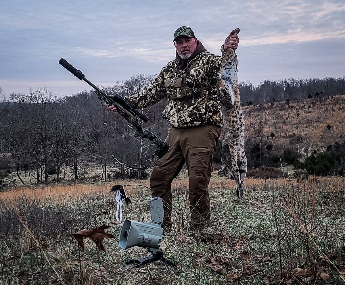 CoyoteCommander's tweet photo. Another nice spotted up bobcat. @FOXPROInc Mrs McCottontail mixed with Bay Bee cottontail did the trick #midvaleridge #huntslongrange #22parvo https://t.co/V8d7xWYcjj