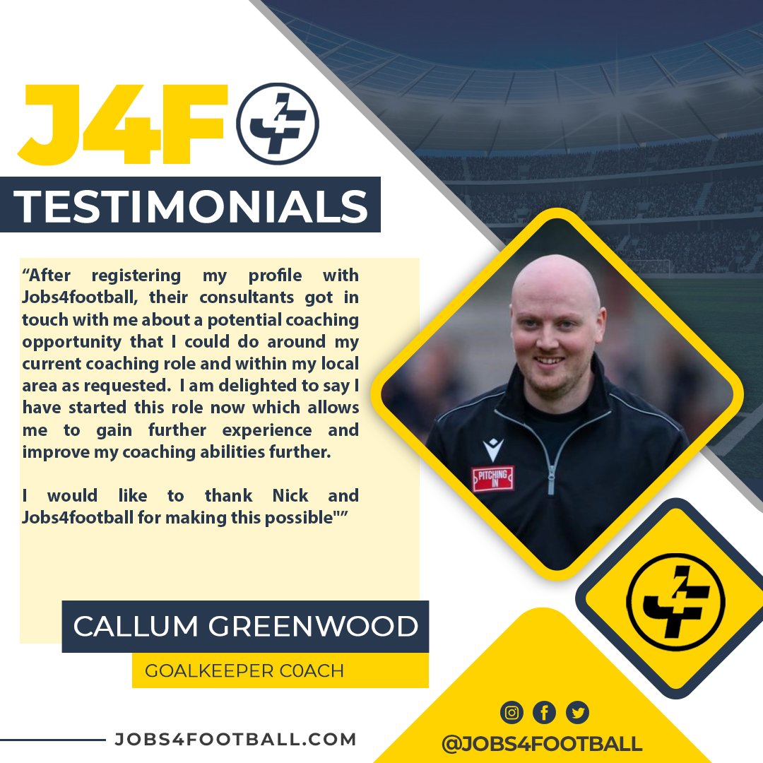 Jobs4football's tweet photo. Testimonial ๐ข
Our consultants providing another solution for a Jobs4football community member.
Quality GK coach for our retained client #GKicon
Good luck Callum ๐
Looking for your opportunity within theโฝ๏ธ Industry? Contact us via whatsapp:
https://t.co/vKf8Bzocgc
#delivery https://t.co/lbCElK4fx8
