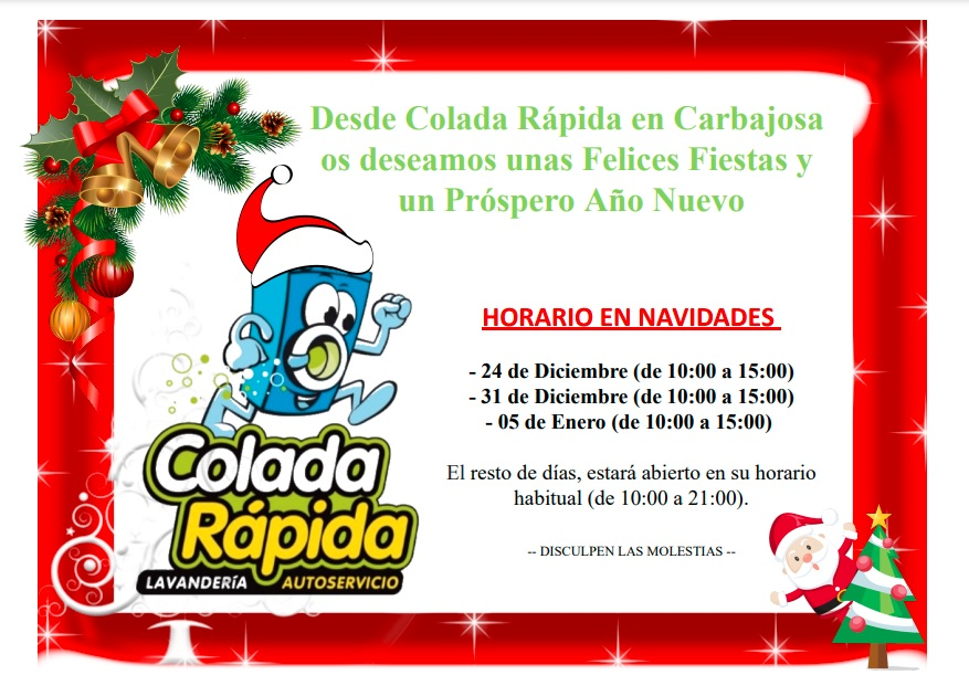 ColadaRapidaC's tweet photo. Colada Rápida en Carbajosa de la Sagrada, os desea que paséis una Feliz Navidad y un Próspero Año 2023. ¡¡Felices Fiestas!! 🎅🎄🍾🥂🎁🍀❤️.

#carbajosadelasagrada #Salamanca #lavadora #secadora #lavanderia #autoservicio #fiestasnavideñas #Navidad https://t.co/3eIYkCDbRL