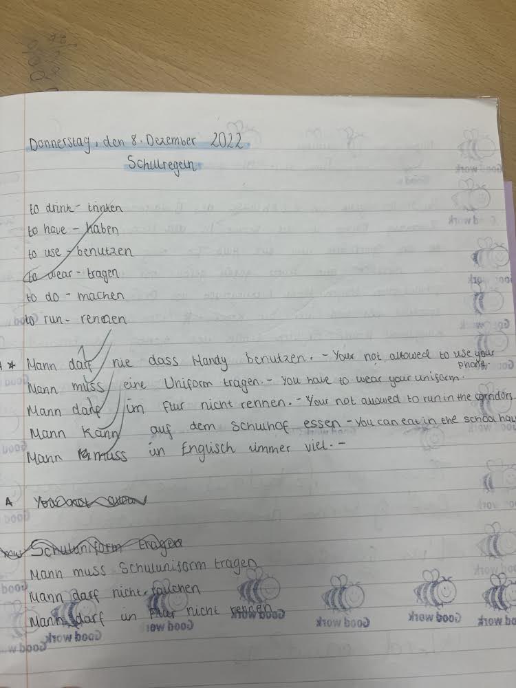 BISKS3_'s tweet photo. A snap shot of one @BiddenhamIntSch year 8 students has been working on from beginning to end in languages with the emphasis being on drafting and redrafting #aspirehigher #draftandredraft #germanrocks #determination #success https://t.co/CvLvXKZvLG