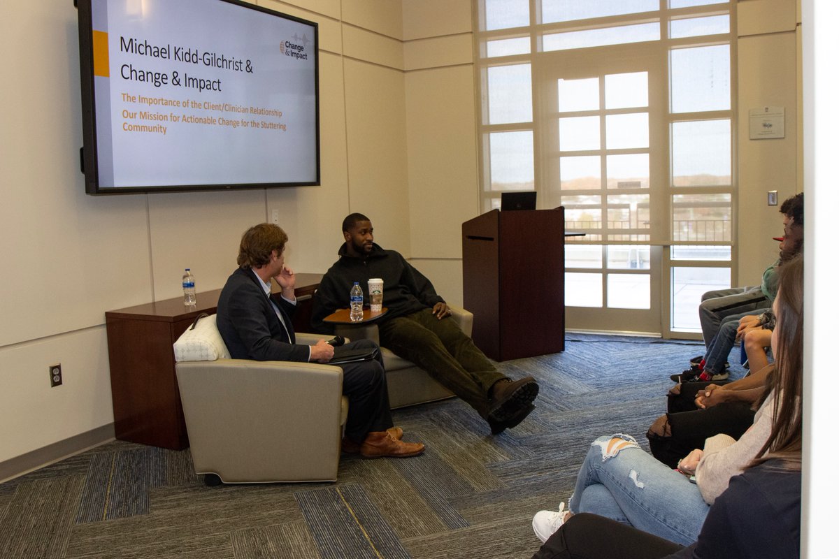 We welcomed @change_n_impact Founder, Michael Kidd-Gilchrist, to campus recently for a presentation and q&a with students. The professional basketball player wants to improve access to healthcare and expand services and resources for those like him who experience stuttering.