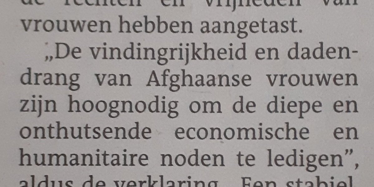Sandebuur's tweet photo. Jammer, zo'n taalfout. 'ledigen' moet toch echt 'lenigen' zijn, als in 'verzachten en minder maken'. Fout in overigens prima stuk in @dvhn over tragisch beleid van afghaans #taliban ten opzichte van vrouwen. https://t.co/J4XL0CExl9