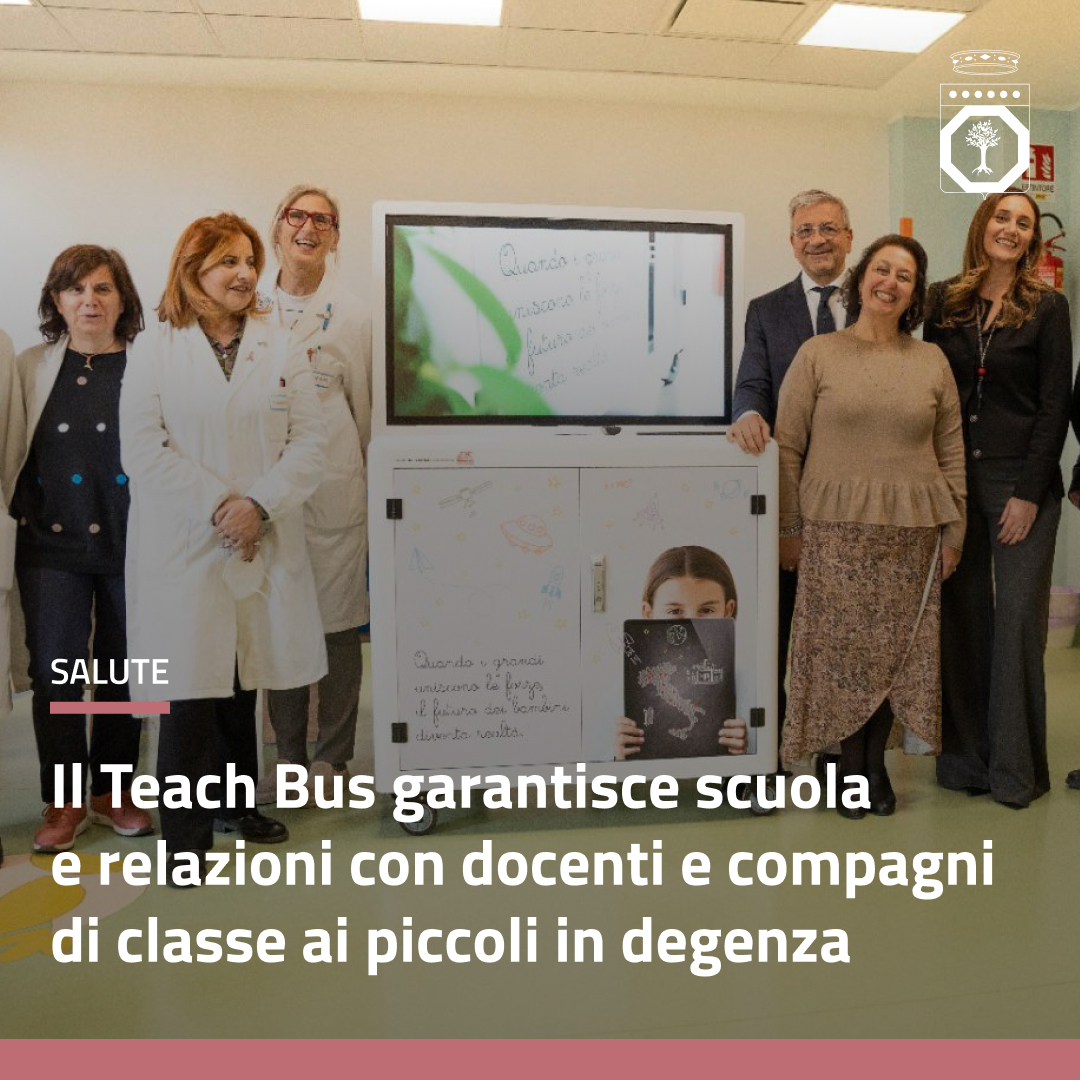 RegionePuglia's tweet photo. Donato un #TeachBus all'Ospedale pediatrico di Bari Giovanni XXIII dall’#AndreaBocelliFoundation che segue il progetto con la selezione, formazione e l'inserimento di un professionista dell’educazione che faccia da supporto nell’utilizzo dei dispositivi e delle risorse digitali. https://t.co/k8vZvMUGsc