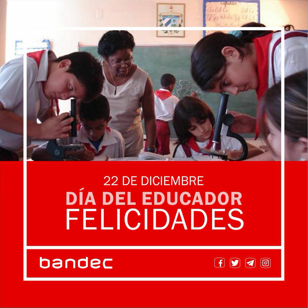 "Educar es dejar una huella en la vida de otras personas"
Los #BancariosCubanos felicitamos a los Educadores en su día. Especialmente a los faciliradores de nuestra institución que garantizan parte importante en la formación y capacitación de nuestros trabajadores. 
#Felicidades