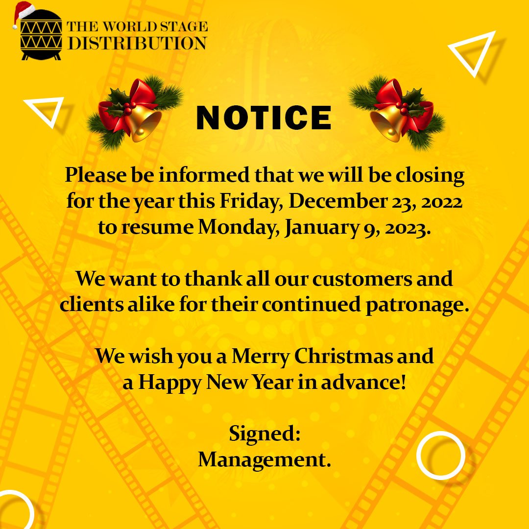 What a year it has been! We are grateful for your continued support. 

See you in the new year! 🥳🎄

#tws #twsdistribution #appreciationpost #ghana #filmdistributor #television #african #black #blackmoviesmatter #christmas #seeyousoon