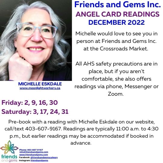friendsandgems9's tweet photo. Friends and Gems Inc. has Angel Card Readings for our valued customers @ Crossroads Market. Pre-book a 15 or 30-minute session with Michelle E @ https://t.co/AkV74WPAPF, call or text 403-607-9167 or email us @ info@friendsandgems.com.
#angelcardreadings https://t.co/sdVGNfVjrb