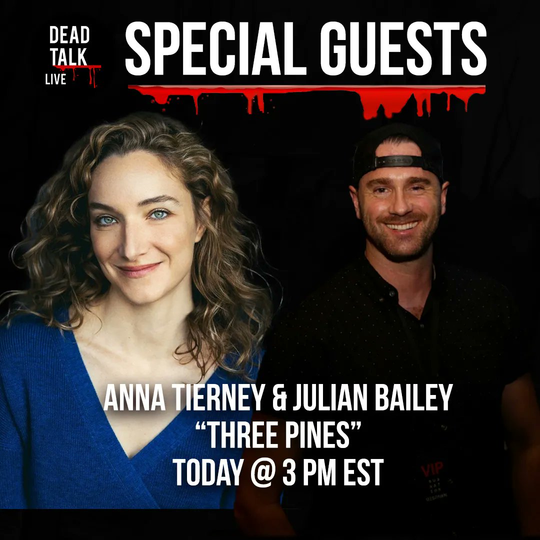 DeadTalk_Live's tweet photo. Anna Tierney @AnnaTierney &amp; Julian Bailey, "Three Pines" are our Special Guests on @DeadTalk_Live w/ @hostviz Today at 3 PM ET. "Thre Pines" Now Streaming on @PrimeVideo

#threepines #primevideo #tvshow #tvseries #crime #murdermystery #entertainmentnews #staywalking #deadtalklive https://t.co/zun7zxDtr2
