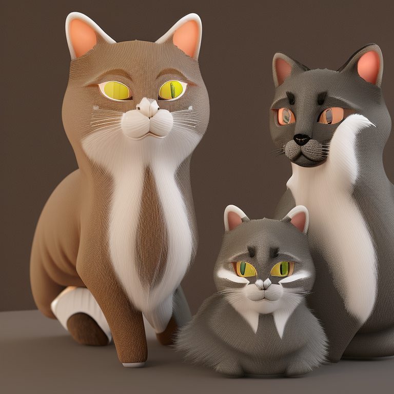 CREAIT_OFFICIAL's tweet photo. A highly detailed 3D render of a family of four cats, realistic fur and textures, 4K resolution, octane #3D_render #family #cats #fur #textures #4K_resolution #octane #aiart #aigeneratedart https://t.co/wOxB3rLJXZ