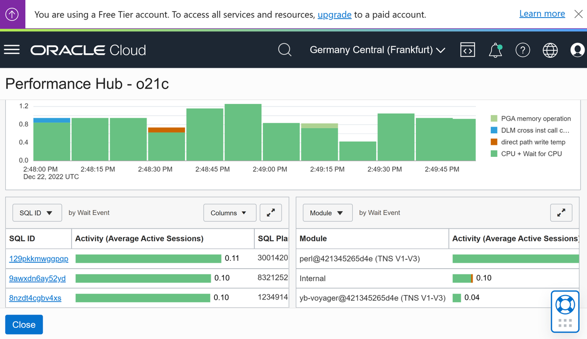FranckPachot's tweet photo. I didn't connect to an @OracleDatabase for a long time, but seems I can still do it 🥳I even didn't forgot about the need to patch the wallet downloaded from Autonomous DB:

sed -e '/WALLET_LOCATION/s/"[^"]*"/"$TNS_ADMIN"/' -i sqlnet.ora
🤓
@Yugabyte #YBVoyager #Ora2Pg #migration https://t.co/vIngt1OtdR