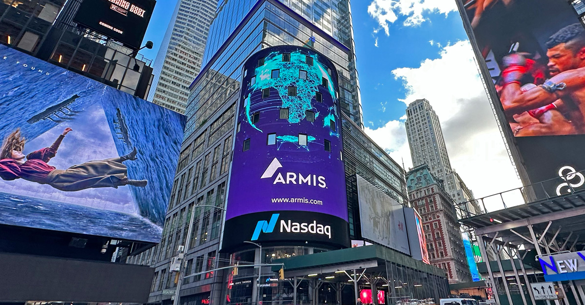 ArmisSecurity's tweet photo. #ArmisAdvent: Jumping back to last month... We were on the #NASDAQ in Times Square, New York, showcasing our world-class capabilities on one of the world’s most iconic exchanges! About Armis: https://t.co/RXj3RfVps7 
#Cybersecurity #Tech #StockExchange #PreIPO #IPO #security https://t.co/PQ55dVS06S