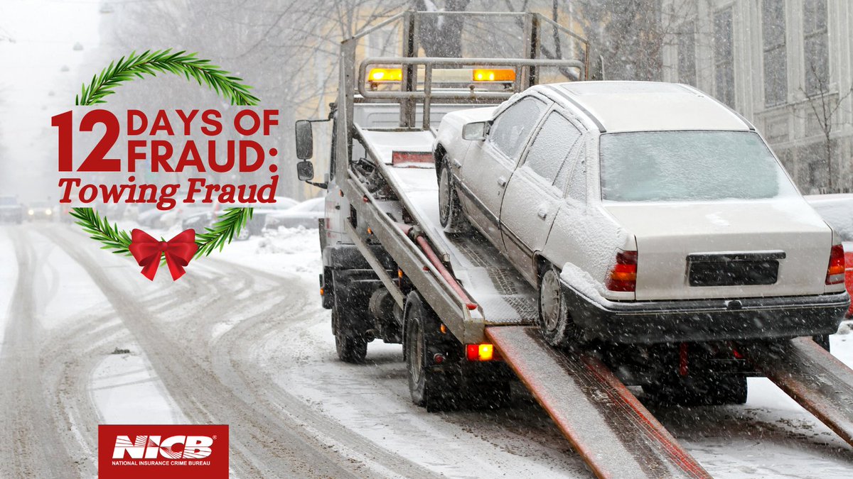 insurancecrime's tweet photo. On the 11th day of fraud, a fraudulent tower said to me: I see you've been in an accident; I'll tow your car for a hefty fee! Learn more about towing scams: PSA: Towing Scams #12DaysofFraud https://t.co/A81J6ExuY3