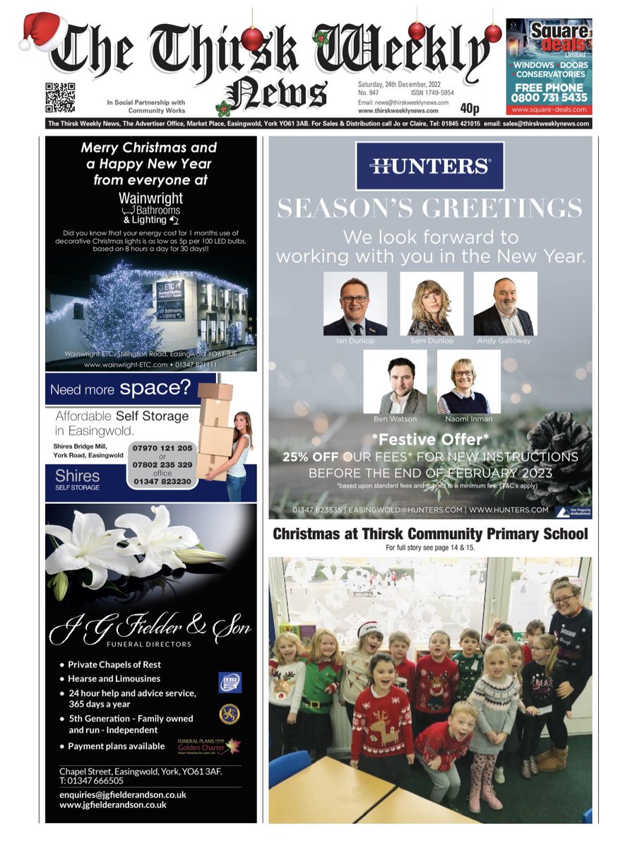 ThirskWeeklyNew's tweet image. Pick up the latest edition of The Thirsk Weekly News TODAY in a store near you with stories such as: Christmas at Thirsk Primary School, Harriers, Tucker Talks Thirsk plus much more! Available to buy from the following stores - thirskweeklynews.com/where.html #woldclass #thirsk