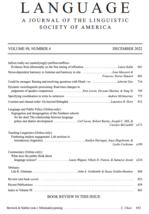 LanguageJofLSA's tweet photo. Dear readers, we are happy to share that a new issue of Language is now available! 

You can find our December 2022 issue here:  https://t.co/sblJTh0ahk

Happy reading! https://t.co/nMnEc4pFJX