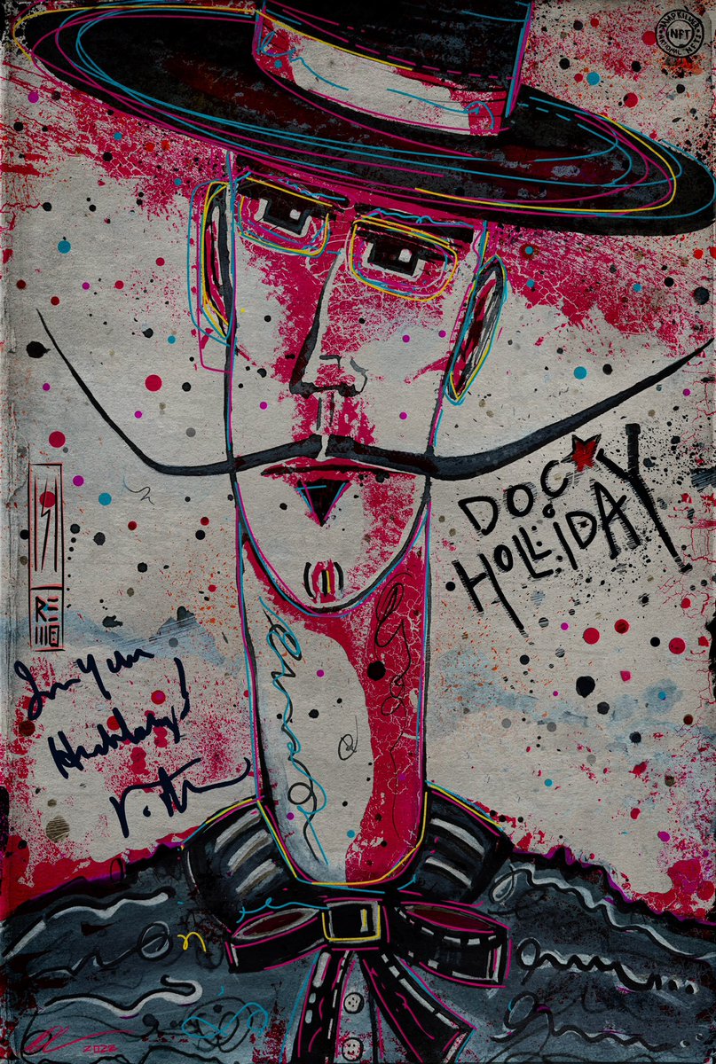 Happy Doc Holliday’s! Auctions close today at 3:30 pm PDT! Who will be Your Huckleberry? Open Edition’s close January 3rd. We have had great reception and a whole lotta fun!  ➡️niftygateway.com/collections/do… <a href="/WesHenryArt/">Wes Henry</a> <a href="/RemoCamero/">REMO</a> <a href="/BLKPRLStudios/">BLKPRL.eth</a> <a href="/aalborzi/">Ali Alborzi</a> <a href="/baekcreative/">B. CREATIVE :: IRL PRODUCER + ARTIST ADVOCATE</a> <a href="/niftygateway/">Nifty Gateway Studio</a>