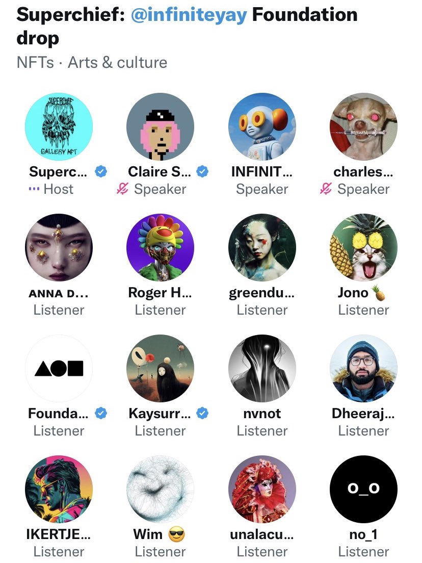 annadart_artist's tweet photo. ✨ Join this exciting talk now! ✨ 

1st Twitter Space of @infiniteyay ever 💎 
So special &amp; beautiful!

With @SuperchiefNFT  @foundation @clairesilver 🌸 #aiart #4evers

Link 👇 https://t.co/VRGlSy3hBr