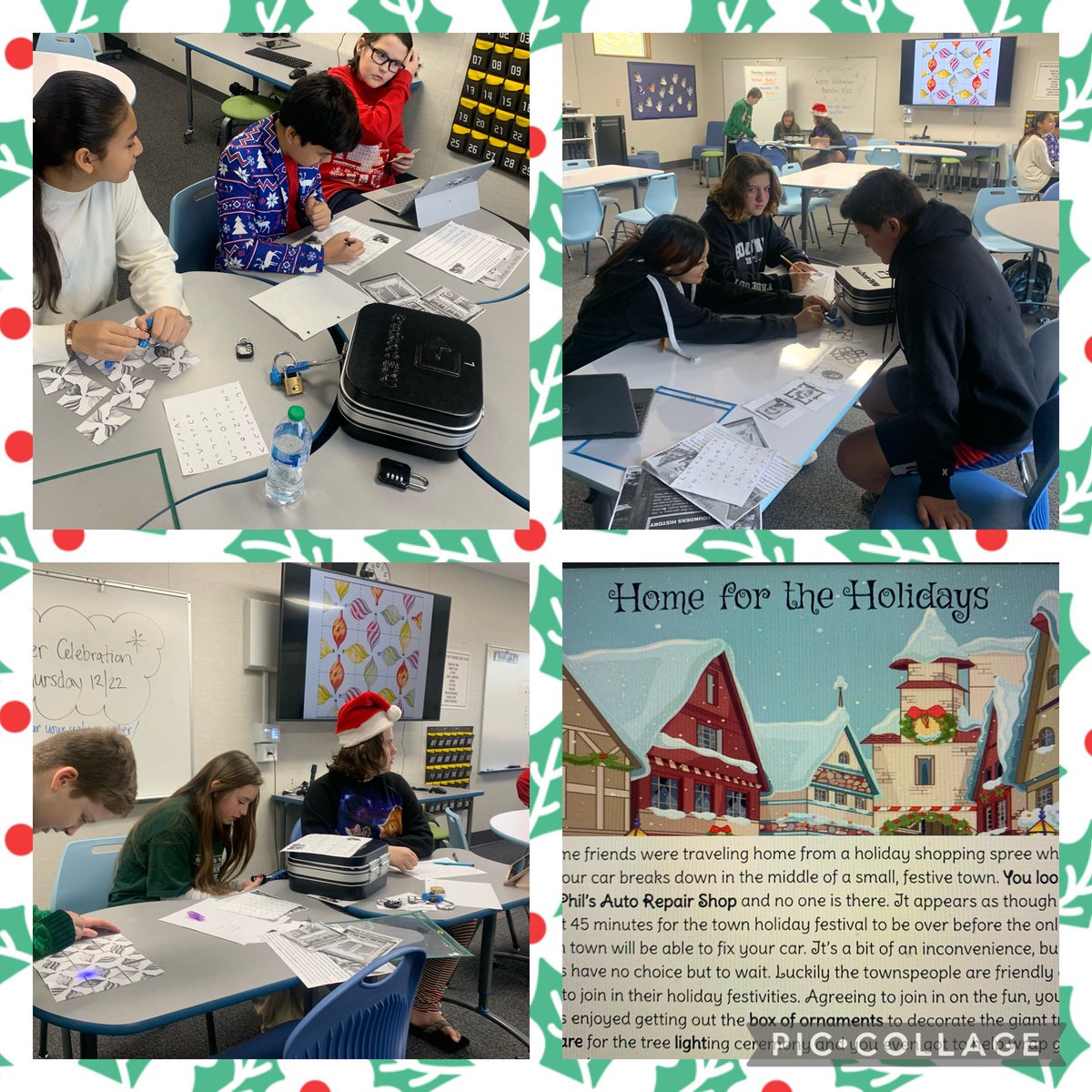 “Home for the Holidays” @breakoutedu kept the 7th &amp; 8th graders collaborating and persevering before their winter break! @svusdedtech #svusdshines