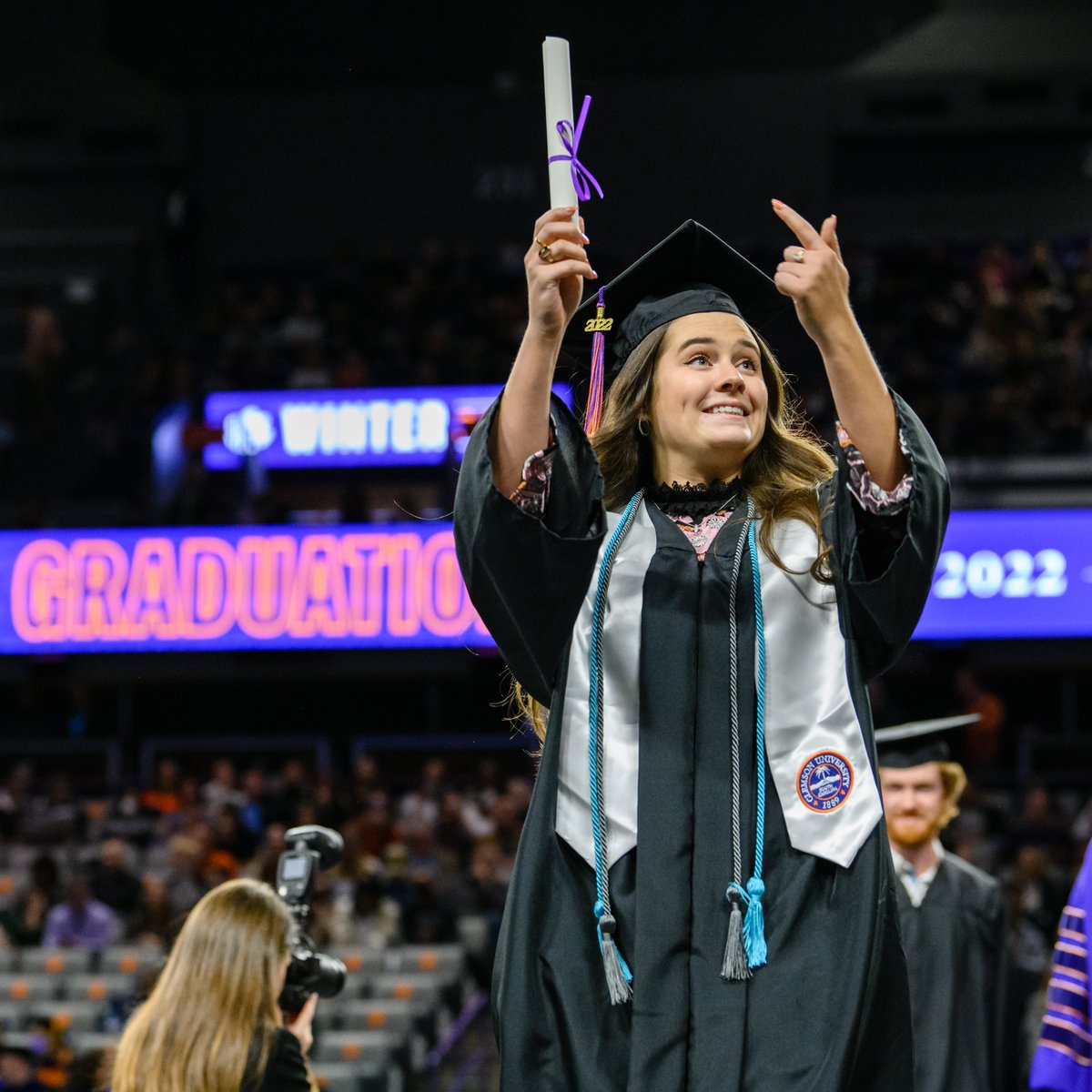 ClemsonUniv's tweet photo. This is significant, Tigers. Take it all in. #ClemsonGraduation https://t.co/grsKWjCl6s