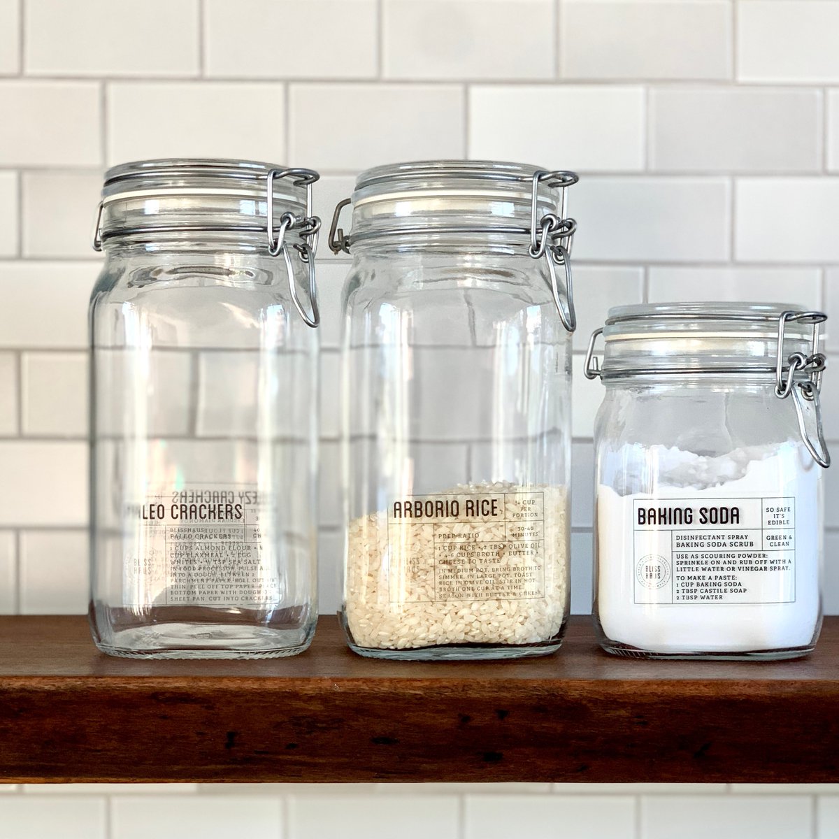 Floating shelves 
+ Blisshaus jars 
= Match made in heaven

Let us help you declutter your kitchen for 2023 
We make dreams come true

#Blisshaus - Pretty #pantrywithapurpose

Our pantries make #plasticfreeliving simple &amp; oh-so-beautiful 😍