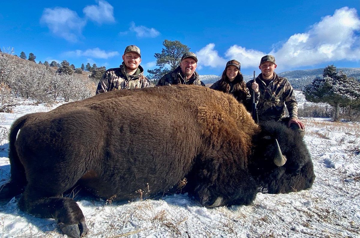 FRCcrew's tweet photo. Congratulations to my youngest daughter @autiee_lee on harvesting such an amazing animal and upcoming pharmacy school graduation!

“Few indeed are the (wo)men who now have or evermore shall have, the chance of seeing the mightiest of American beasts…”🦬
-Theodore Roosevelt. https://t.co/p4xxs7urNh