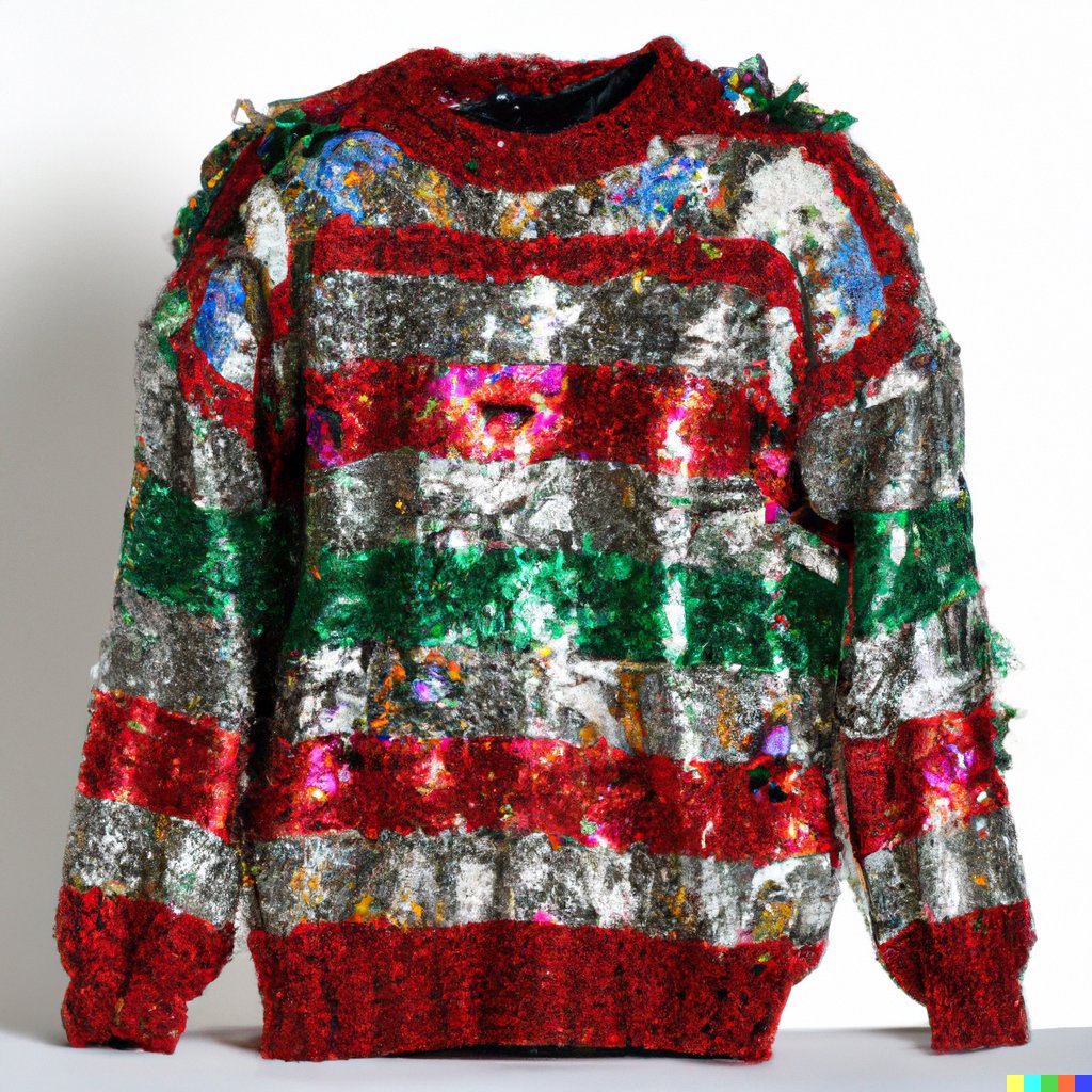 HausofHoax's tweet photo. New business idea: Ugly holiday sweaters designed by AI.

(See the rest at https://t.co/IuK5vFTuBC.)

#dalle #AIartists #AIArtwork #aiartcommunity #uglysweater #holidayseason #HolidaySale #UglyChristmasSweaterDay #tistheseason #Christmasgifts #ChristmasVibes #Aifashiondesign https://t.co/60S8FUOJjL