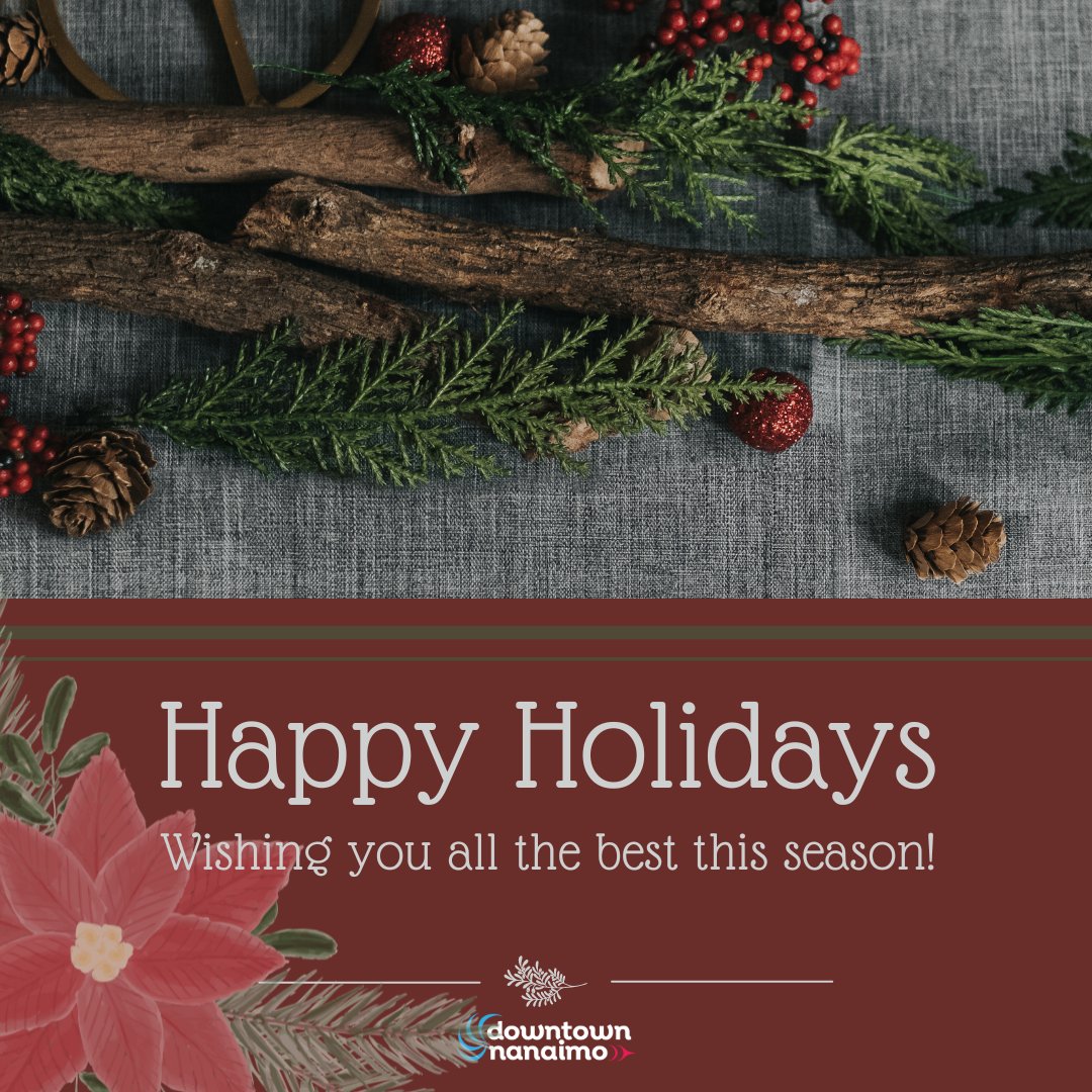 Happy Holidays! Wishing everyone a safe, warm and happy Christmas and New Year! 
We will be continuing regular operations on January 3rd 2023

#mynanaimo #nanaimobc #nanaimobusiness #nanaimolife #nanaimo101 #wearenanaimo #explorenanaimo #downtownnanaimo #harbourcity