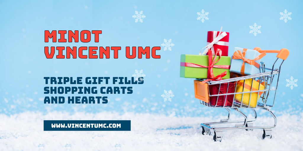 DakotasUM's tweet image. Vincent UMC is blessing the community with three Christmas gifts: collecting a ton of food, participating in the Twice Blessed Challenge, and offering an event called "The Magic of a Christmas Blessing."  ow.ly/X3r750MaUP0 #loveourneighbor #givinghearts #Christmasblessings