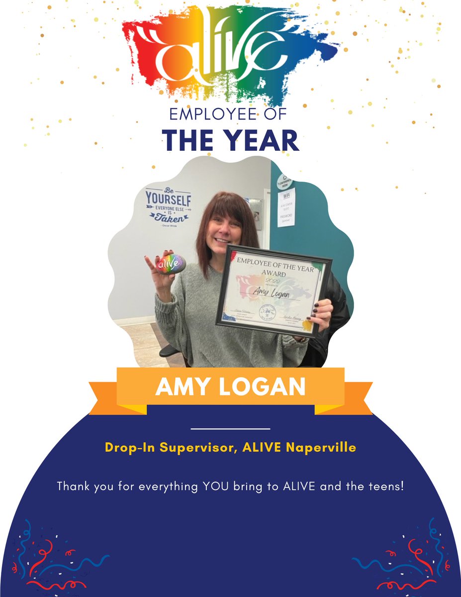 Aliveteencenter's tweet photo. 💥Congratulations to our Employee of the Year, Amy Logan! Your dedication and hard work at ALIVE are AMAZING‼️👏🏽🤩💫
#EmployeeOfTheYear #SupportTeens #FreeTutoring #FreeMentoring #DropInHoursForTeens #STEMPrograms https://t.co/8JUSVCx2EF