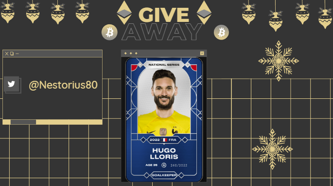 Unpetitgiveaway's tweet photo. 🎁Jour 31 #Giveaway #Noel 🎅🏻

Pour terminer ce calendrier @Nestorius80 vous offre la possibilité de gagner Hugo Lloris 🇫🇷 

Pour participer👇

✅RT &amp;❤️
✅Suivez @Nestorius80 &amp; @Unpetitgiveaway

⏳04/01/2023 à 22h

#Concours #Crypto #Sorare #ETH #SorareGiveaway #Sorare #Giveaways https://t.co/LYibbgkAMZ