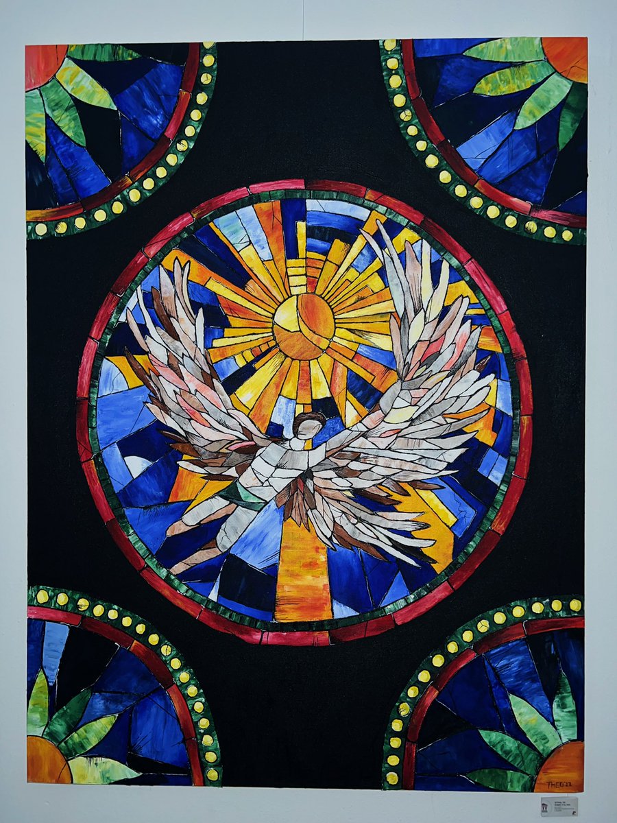 panthetheo's tweet photo. Vitral de Ícaro y el Sol, Acrílico (2022). https://t.co/sOcH4PFmBH
