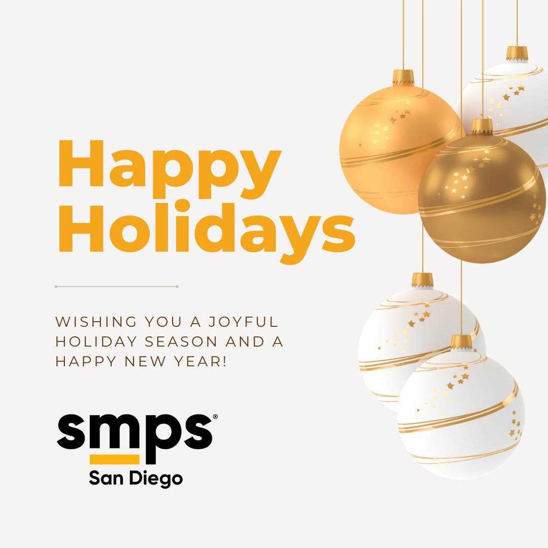 SMPS_SD's tweet image. Happy Holidays from SMPS San Diego! We hope you have a joyful holiday season and a Happy New Year. We&apos;ll see you in 2023!

#HappyHolidays #SMPS