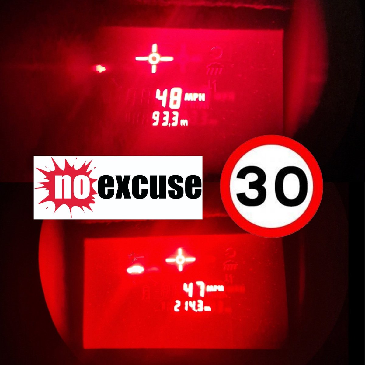 DC_NoExcuse's tweet image. Here are just 2 examples of the 6 speeding tickets issued in a 30mph zone on #Tithebarn Way in #Exeter this evening. #NoExcuse