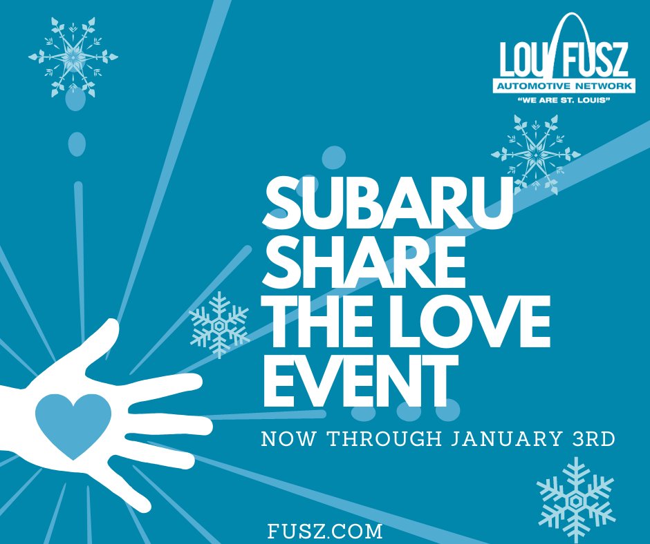 LouFuszSubaru's tweet photo. The Subaru Share the Love Event is going on now! If you purchase a Subaru at Lou Fusz Subaru during the 2022 Share the Love Event, you can now choose which charity receives Subaru’s $250 donation. Make your selection by January 13. https://t.co/vNN1J3gb63 

#subarusharethelove https://t.co/cv7lwfYkcz