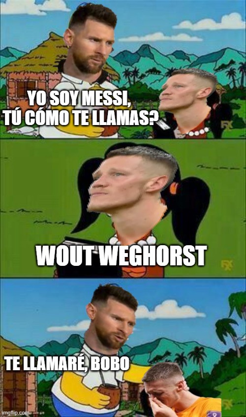 XAleNico's tweet photo. Las cosas como son...
#woutweghorst #ElMessi
#campeonesdelmundo https://t.co/nTfFy0YbHK