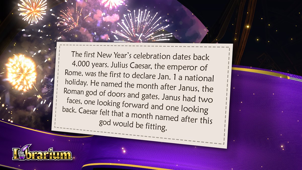 As the year gets to an end, we want to reflect on how grateful we are for being able to bring Librarium to life! 

Here's a fun fact about the New Year's celebration! 

How do you celebrate the New Year?✨

#VR #IndieGame #NewYear2023