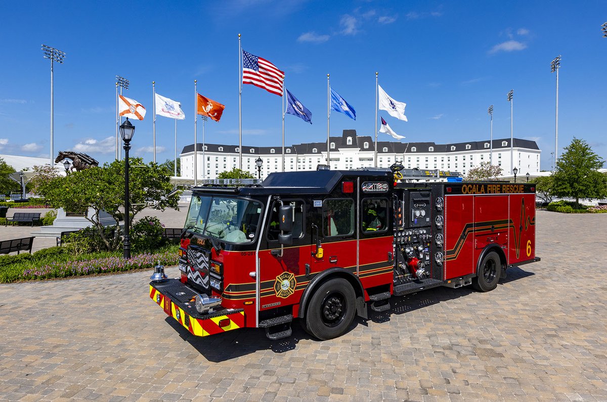 This E-ONE Custom Pumper for Ocala Fire Rescue, photographed at World Equestrian Center,  is one of our 2023 E-ONE Calendar trucks! Get your calendar today at bit.ly/3v3uGFn. Cost is $19.95, which includes shipping.  #EONEstrength #firetruck #firefighter #calendar #Ocala