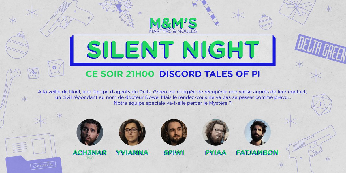 Pour cette 2nde soirée, <a href="/Ach3nar/">Arthur.R</a> mènera les agents du Delta Green dans une mystérieuse enquête.. 🐙

Cette table pourra être écoutée en live sur notre Discord mais également sur Youtube à 21h !

➡️ Discord: discord.gg/rGF6S4JHEy
➡️ Youtube: youtube.com/watch?v=36oMw6…

À ce soir !