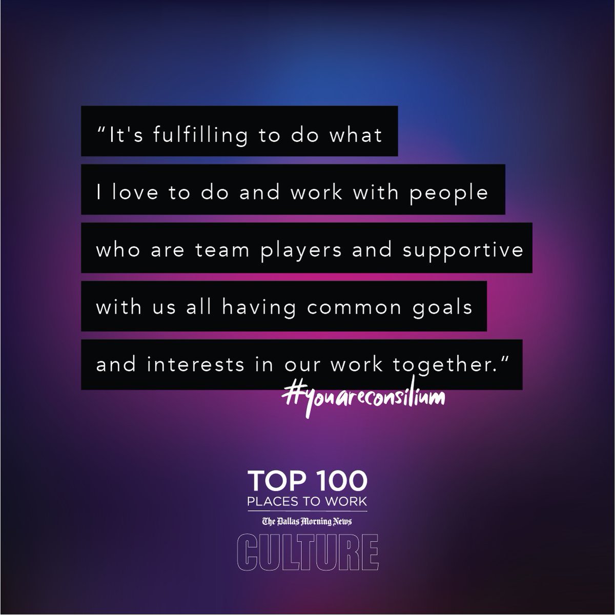 We support each other to reach a common goal!!! #DMNTop100

A new career awaits you in 2023!  Join our Team!
Visit: bit.ly/3GAN6EO

#top100placestowork #jobinterview #careerdevelopment #employeeappreciation #staffingagency #careers #youareconsilium #bestinstaffing