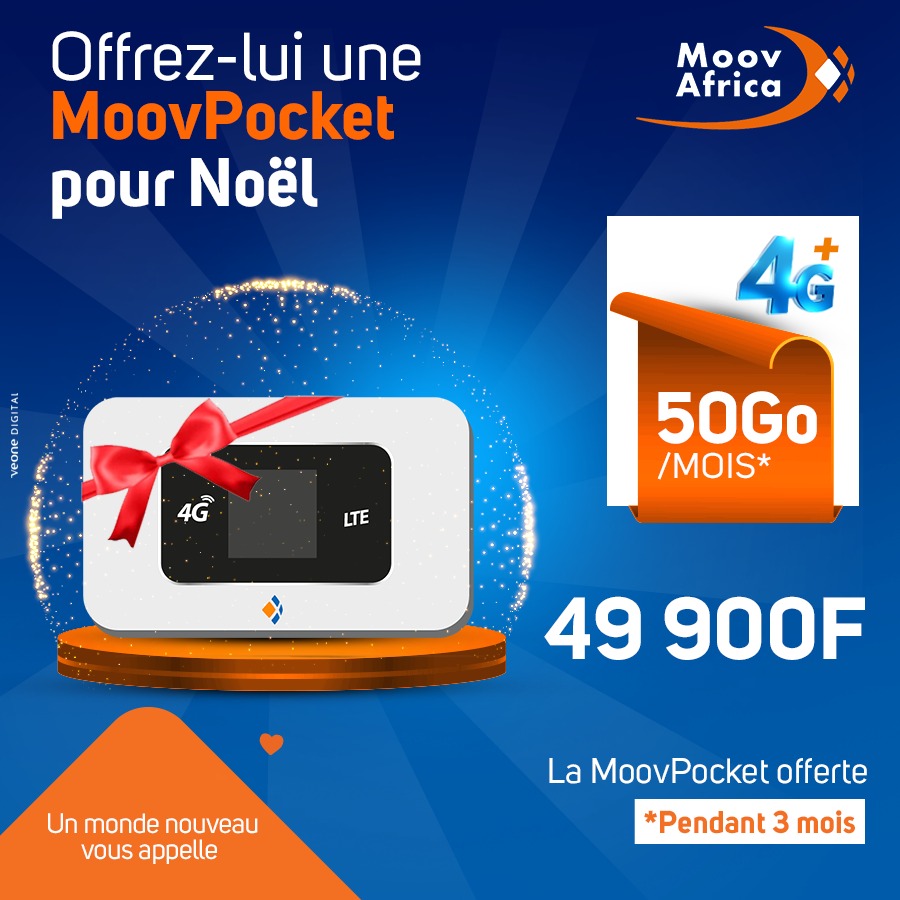 moovafricatg's tweet photo. Souhaitez-lui bonne fête avec une #MoovPocket disponible dans toutes nos agences avec 50Go de Data offerts pendant 3mois à 49 900F.

#CadeauDeNoël #Noël #Internet #EquipementInternet #MoovAfricaTogo https://t.co/pCkz6J9s7j