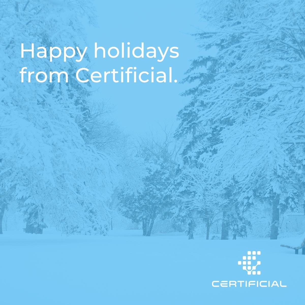 Certificial (@becertificial) on Twitter photo We want to pause and wish the agents, brokers, their insureds, suppliers, vendors, subcontractors, and all of our partners a happy holiday season! 
Our team looks forward to continuing to work with each of you.
#holdiayseason #holidays2022 #SaaS #insurtech #warmwishes We want to pause and wish the agents, brokers, their insureds, suppliers, vendors, subcontractors, and all of our partners a happy holiday season! 
Our team looks forward to continuing to work with each of you.
#holdiayseason #holidays2022 #SaaS #insurtech #warmwishes
