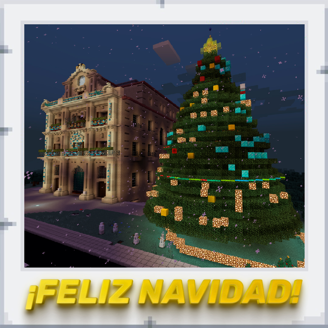 PixologyGames's tweet photo. ¡Feliz Navidad desde nuestra Txantrea Virtual!🎅Cerramos este año decorando un árbol, jugando con trineos y construyendo muñecos de nieve🎄¡Os deseamos una maravillosa temporada navideña y un excelente comienzo de año! ¡Hasta 2023!👋 #Minecraft @Pamplona_ayto @PlayCraftLearn https://t.co/A7N6ipbLwq