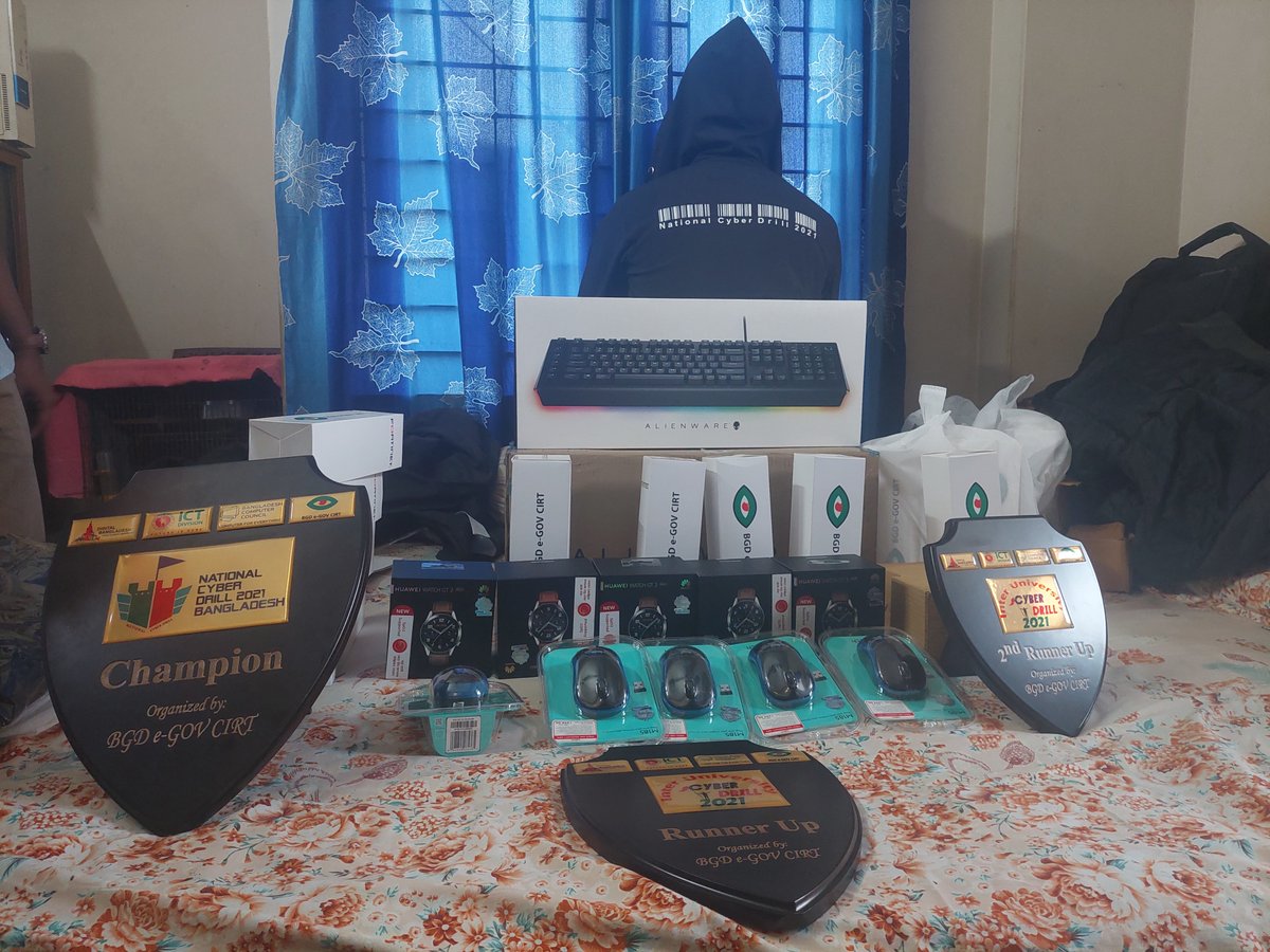 Seized prizes of Cyberdrill 2021 by Our Federal_Bonk_Investigations ( <a href="/fbictf/">Federal_bonk_Investigations🇧🇩</a> ) Members.