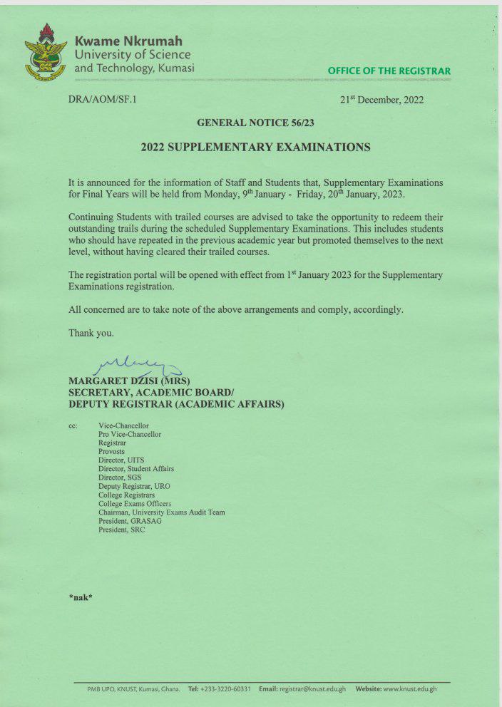 ‼‼‼‼‼‼‼‼‼‼
2022 SUPPLEMENTARY EXAMINATION 
Registration portal opens on 1st January 2023
Supplementary examination starts on 9th January  and ends on 20th January 2023.

~RESULTS ~