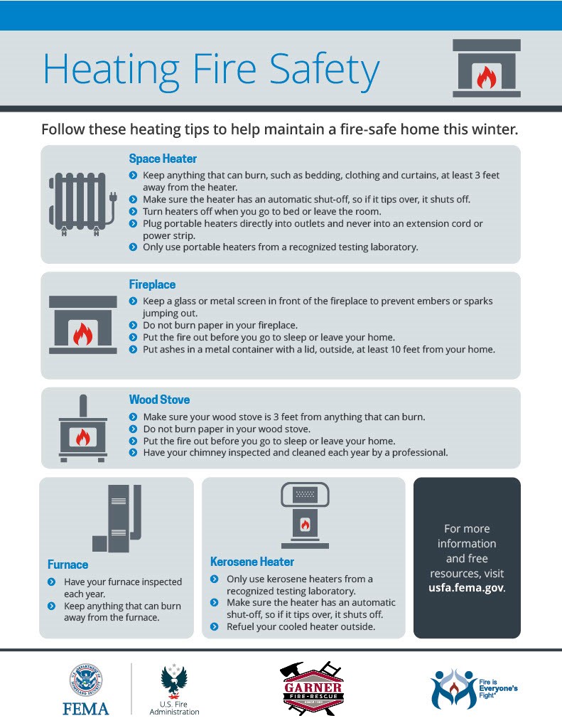 With the extremely cold weather headed our way, we encourage everyone to practice safe heating methods, especially should power be interrupted!  See below!
Above all...make sure your smoke and CO alarms are in proper working order.  Stay warm and stay safe!