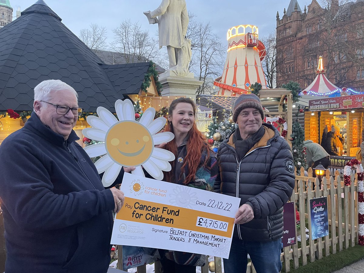 A massive thank you to all the traders and management at #belfastchristmasmarket for raising over £4700 for the Cancer fund for children #nabma