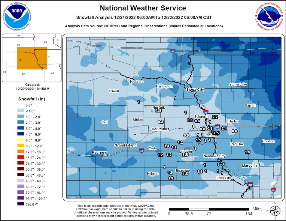 NWS Omaha on Twitter "Here's a look at snowfall amounts ending at 6am