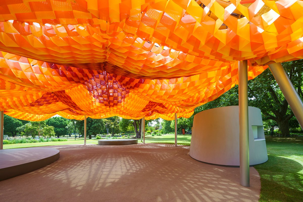 AECOM's tweet photo. This year’s #MPavilion is a multi-layered celebration of life outdoors. Designed by all(zone), the structure welcomes visitors into a space of lightness and wonderful complexity. 

Explore this vibrant design, which we’re proud to have helped engineer: https://t.co/9XYgSrg3Fw https://t.co/xHaWSALX5v