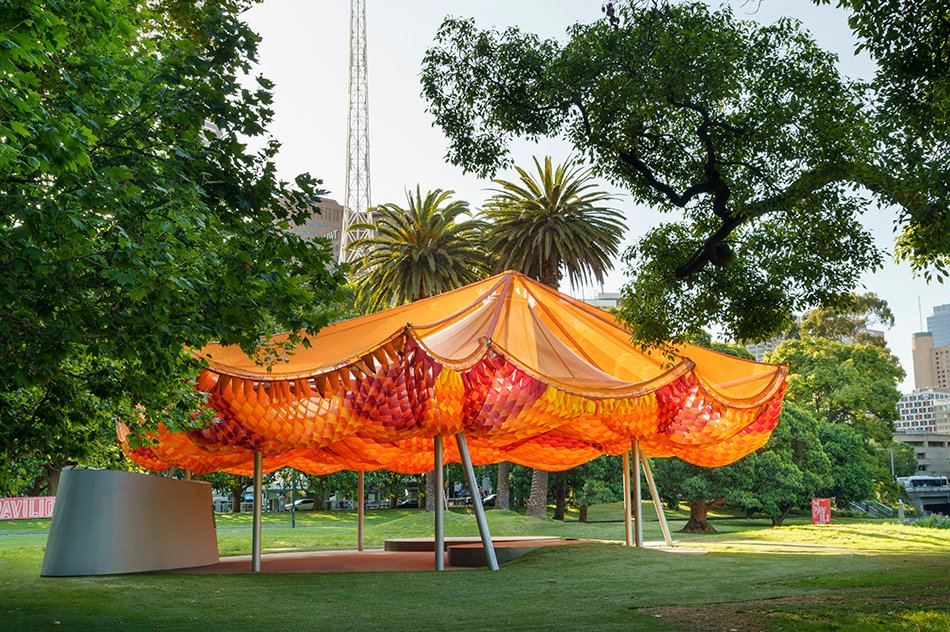 AECOM's tweet photo. This year’s #MPavilion is a multi-layered celebration of life outdoors. Designed by all(zone), the structure welcomes visitors into a space of lightness and wonderful complexity. 

Explore this vibrant design, which we’re proud to have helped engineer: https://t.co/9XYgSrg3Fw https://t.co/xHaWSALX5v