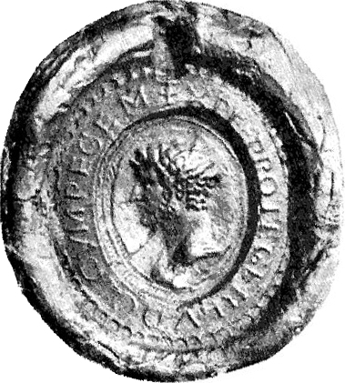 Seal of Hludowic (Louis the German), King of East Francia, taken from https://en.wikipedia.org/wiki/Louis_the_German#/media/File:Ludwig_der_Deutsche.jpg