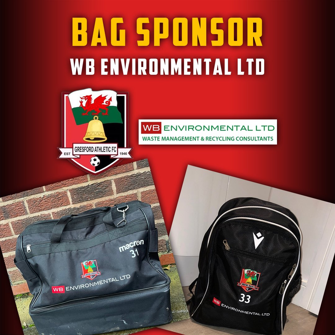 🤝 | We would like to give a massive thank you to <a href="/WBEnvironmental/">WBE ♻️</a> for agreeing to sponsor the <a href="/GresfordFC/">Gresford Athletic FC</a> First Team bags during the 2022/23 season.

Their logo looks brilliant on the bags and their support of the club is very much appreciated!