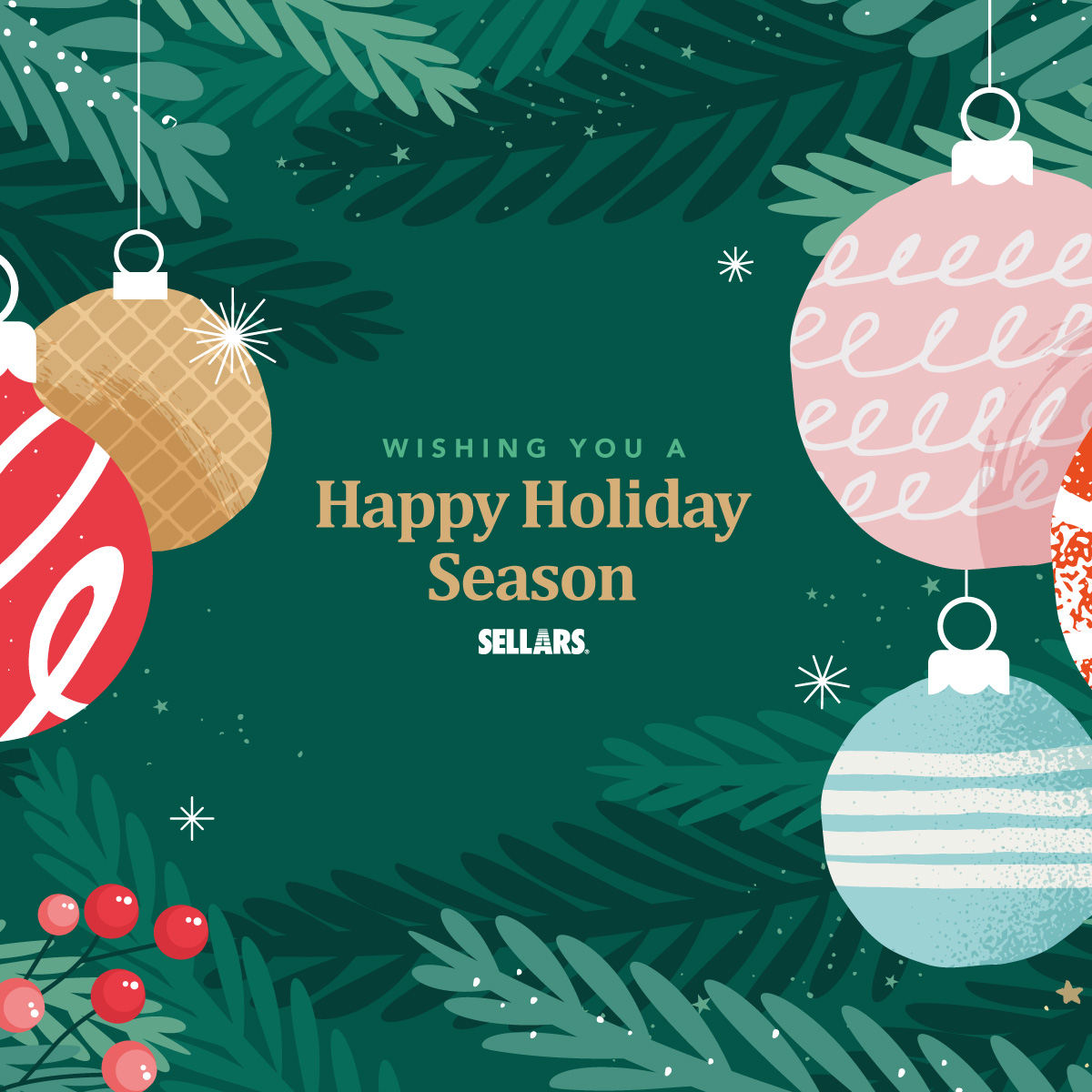 SellarsCompany's tweet photo. From the Sellars family to yours, sending wishes of warmth, joy, and peace this festive season. 🎄 https://t.co/6LWSG4fVQR